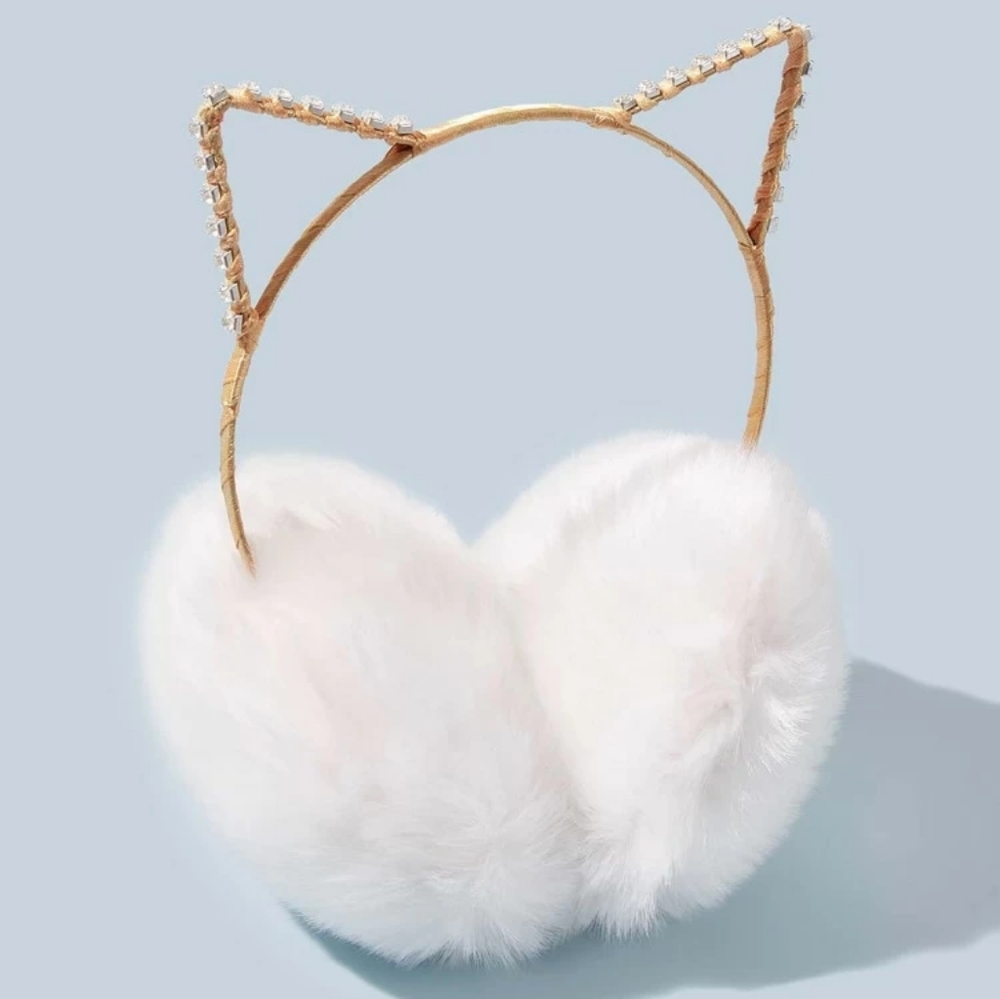 Ear Warmers# Cute Cat Ear 😺Rhinestones Ear Muffs